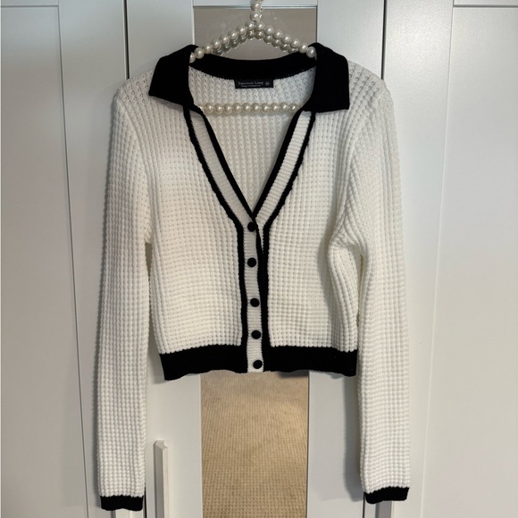 Emerson Lang Black and White Knit Cardigan - Picture 1 of 6